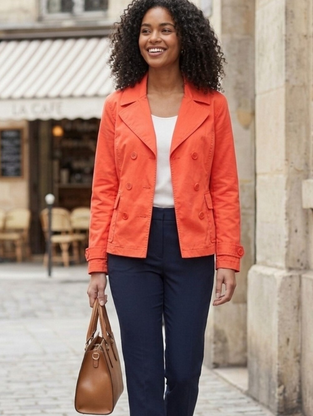 Women's Double-Breasted Red Trench Jacket